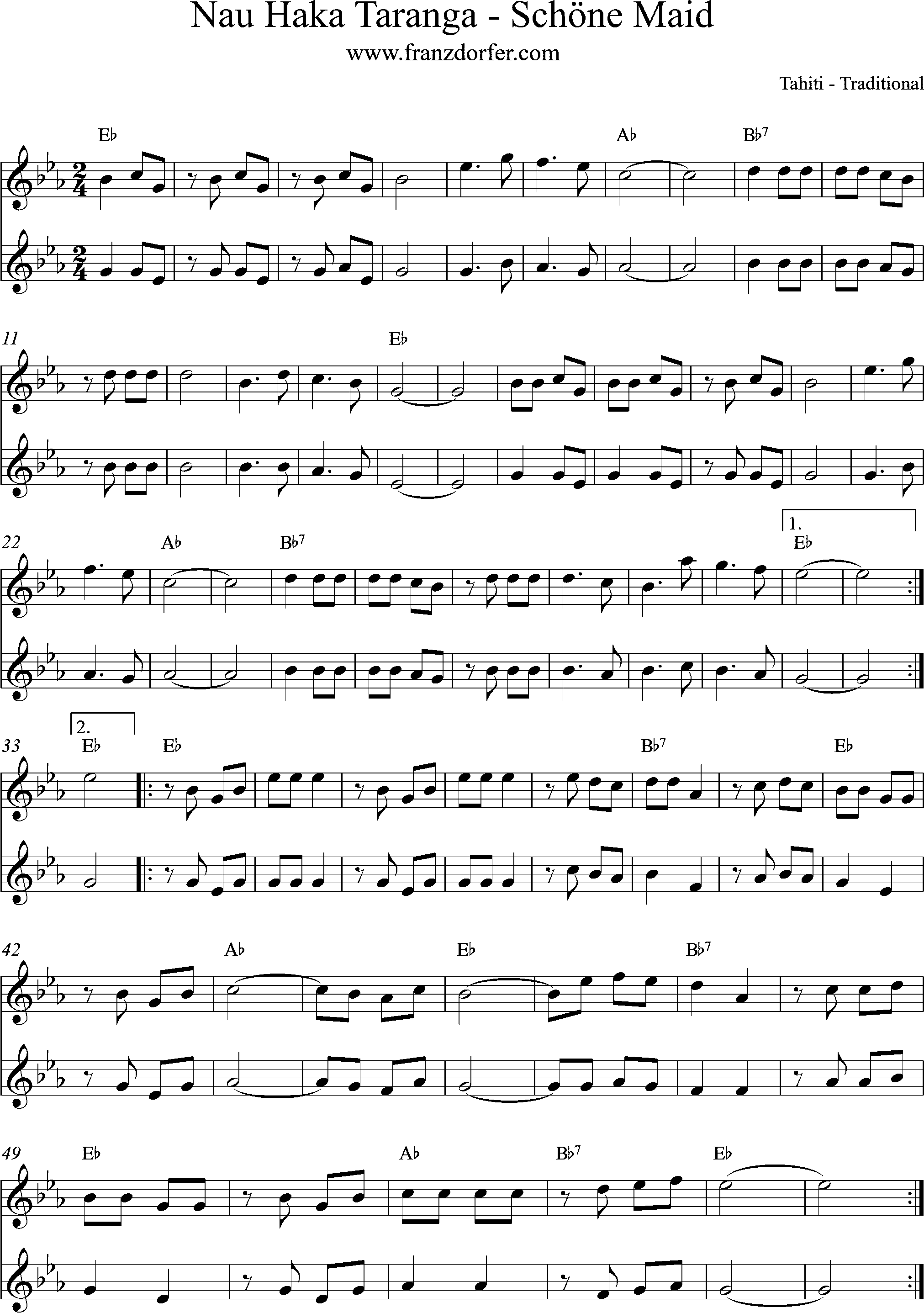 Sheetmusic, Noten, Schöne Maid